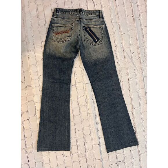 Dolce & Gabbana Women IT 26 Big Multi Zipper Logo Bootcut Jeans Artsy Streetwear - Picture 4 of 8